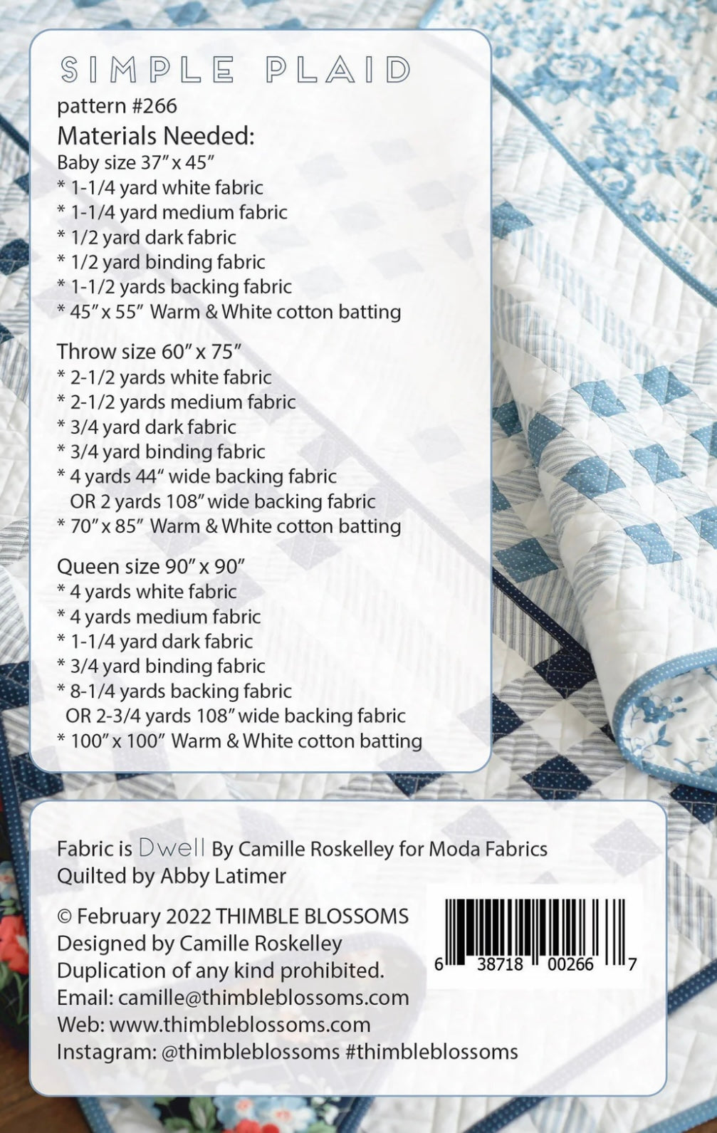 Simple Plaid Quilt Pattern by Camille Roskelley of Thimble Blossoms