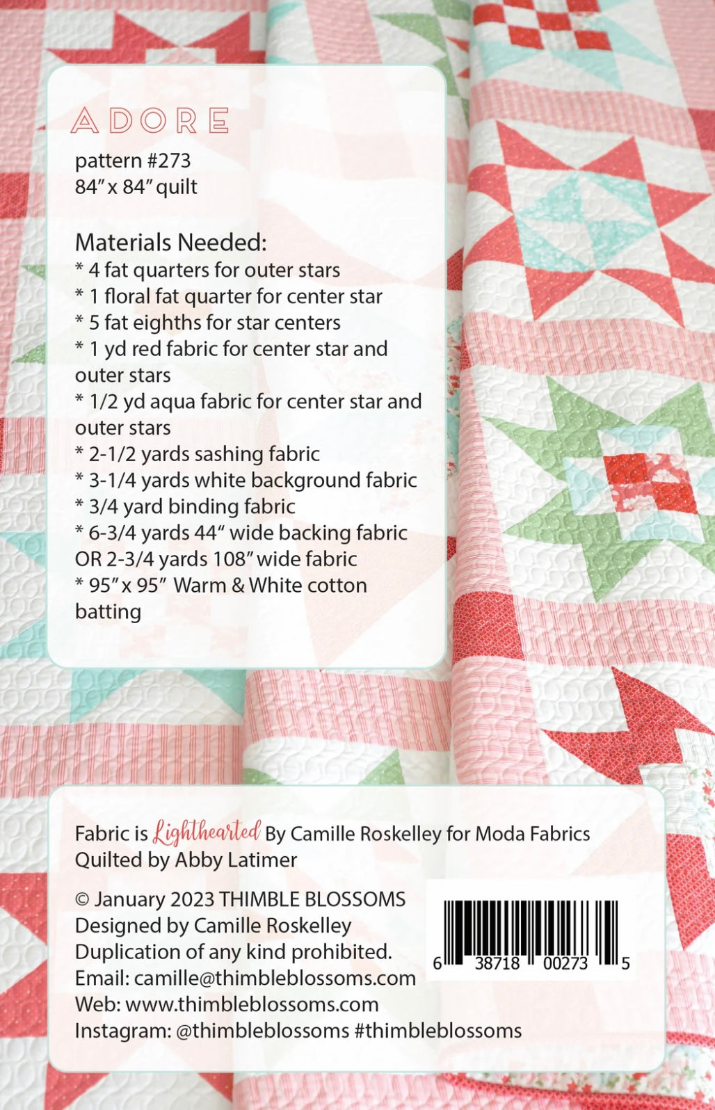 Adore Quilt Pattern by Camille Roskelley of Thimble Blossoms