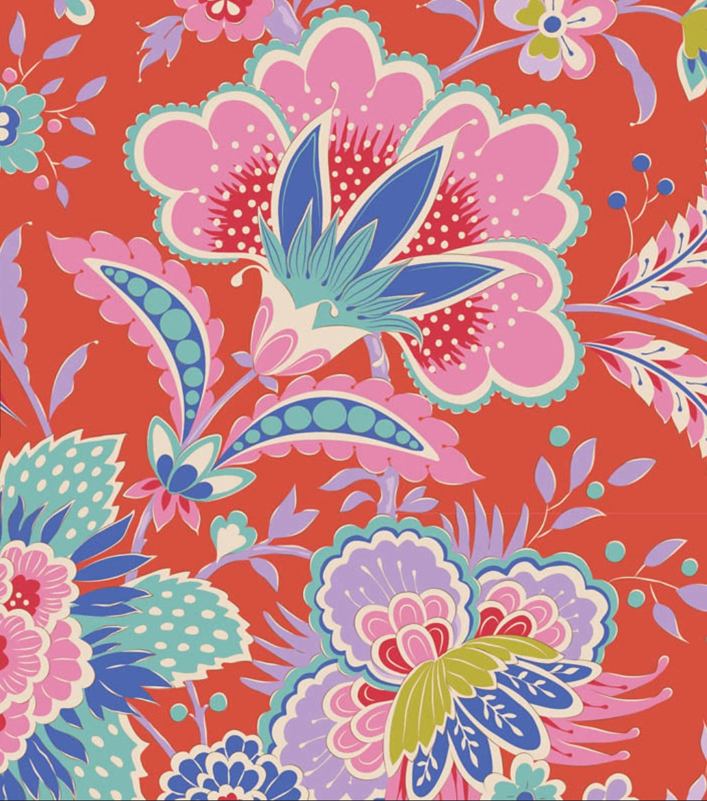 Bloomsville Collection - Tomato and Plum - 5 Fabrics - Tilda Fabrics