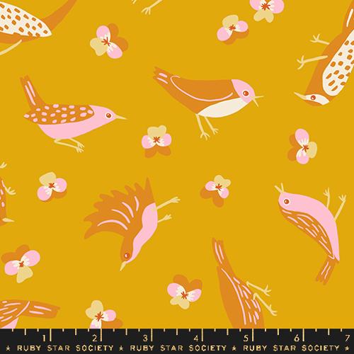 Goldenrod RS3076 14 - Bird Is The Word Collection by Kimberly Kight - Ruby Star Society - Moda Fabric