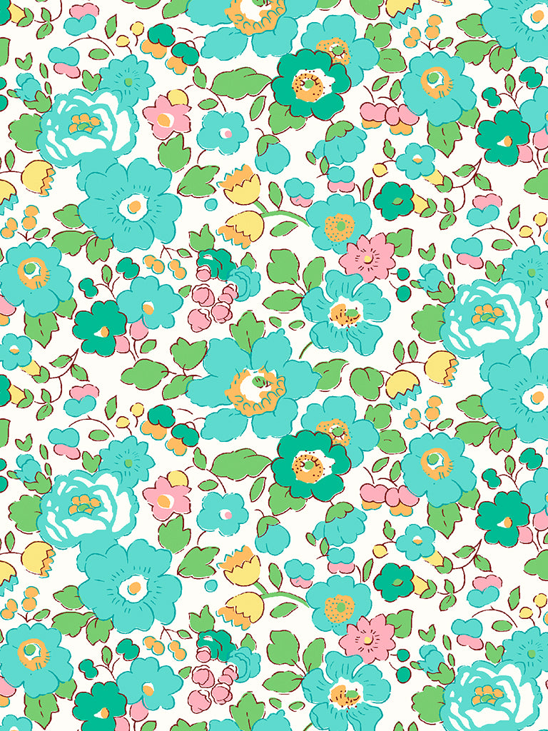 Betsy - Blue Turquoise - Tana Lawn - Liberty of London Fabrics - 100% Cotton
