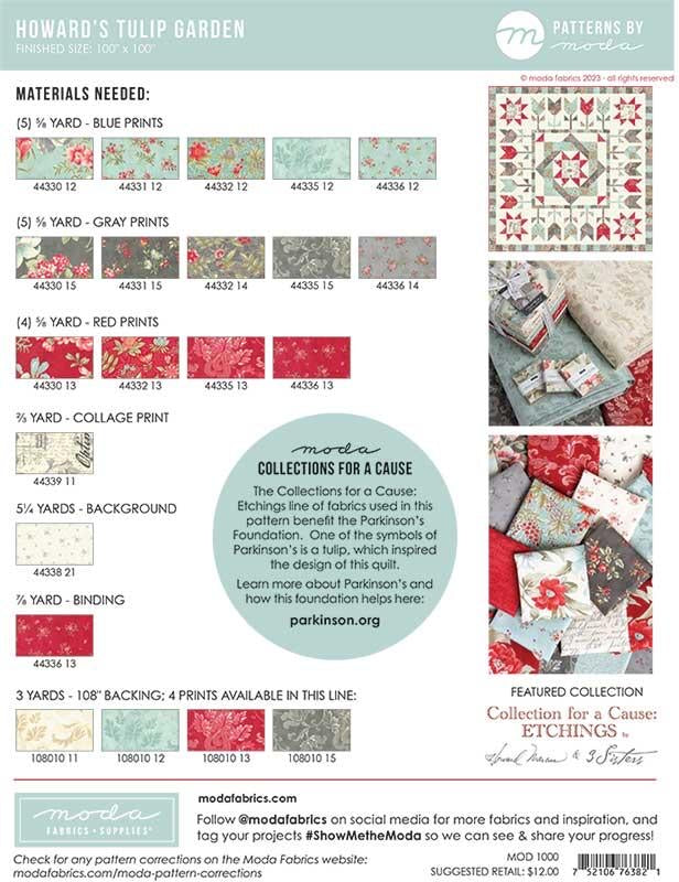 Howard’s Tulip Garden Quilt Kit - featuring Etchings Collection fabric by 3 Sisters for Moda Fabrics