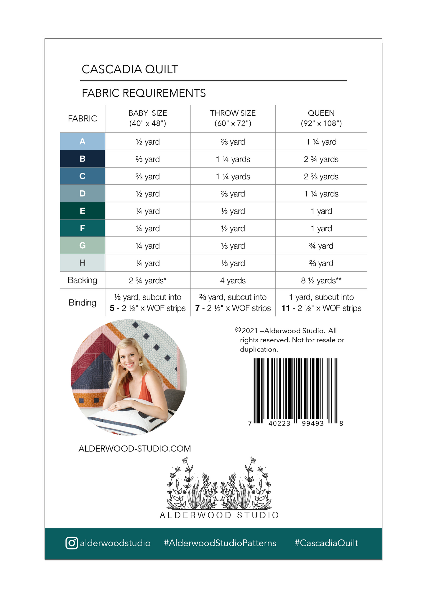 Cascadia Quilt Pattern by Alderwood Studio (Paper Copy)
