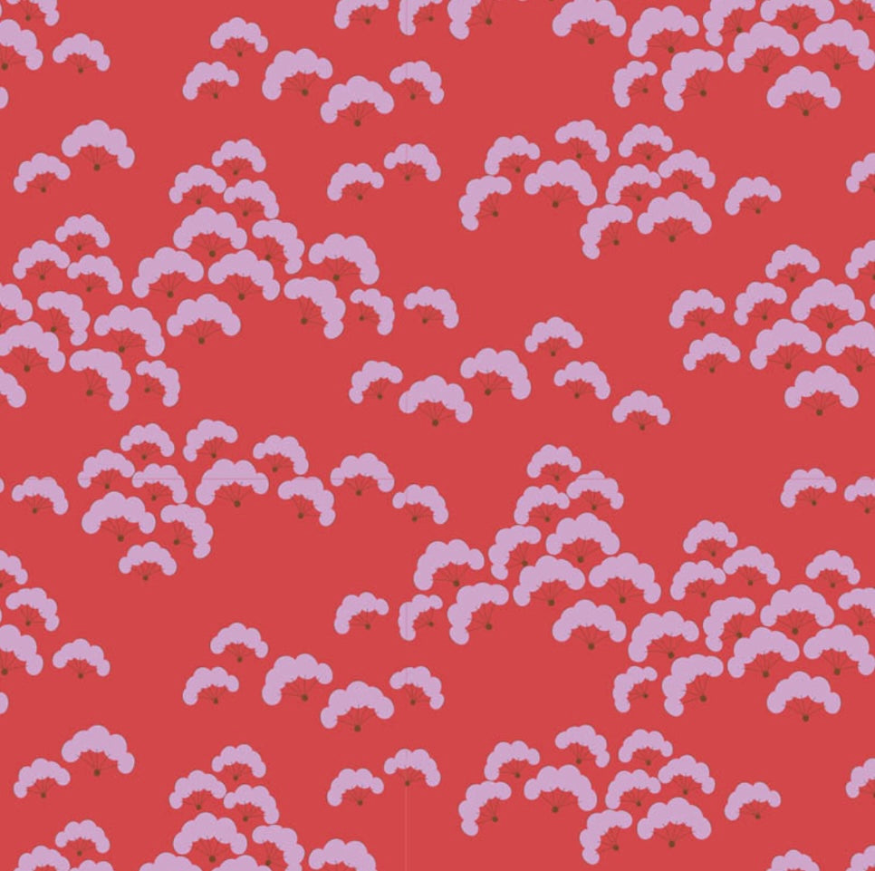 Bloomsville Collection - Tomato and Plum - 5 Fabrics - Tilda Fabrics
