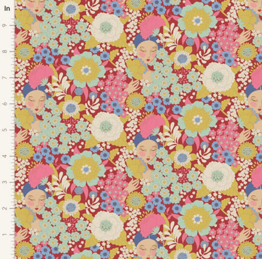 Wallflower - Burgundy - 100606 - Wallflower Collection - Tilda Fabrics