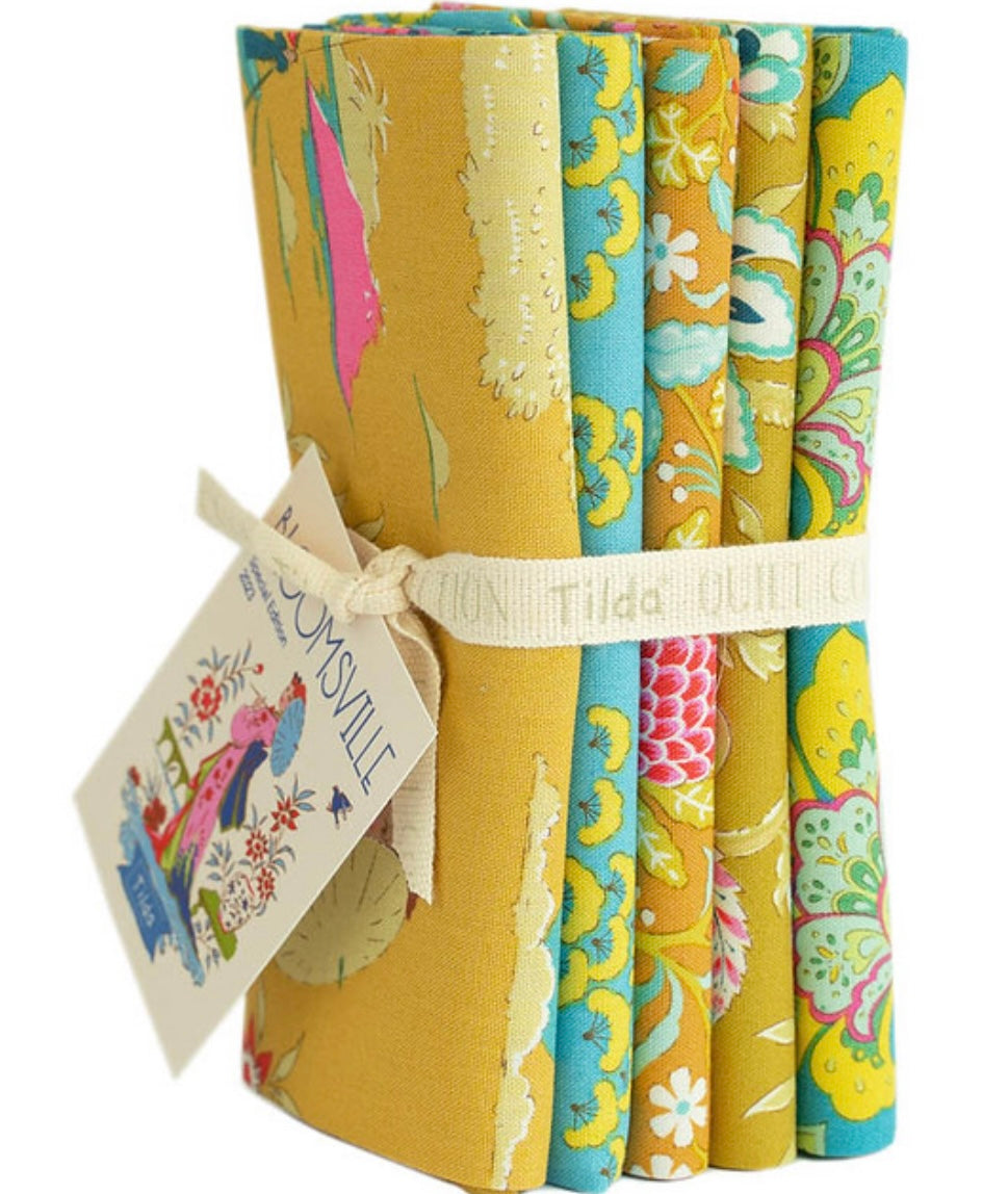 Bloomsville Collection - Yellow Bundle - 5 Fabrics - Tilda Fabrics