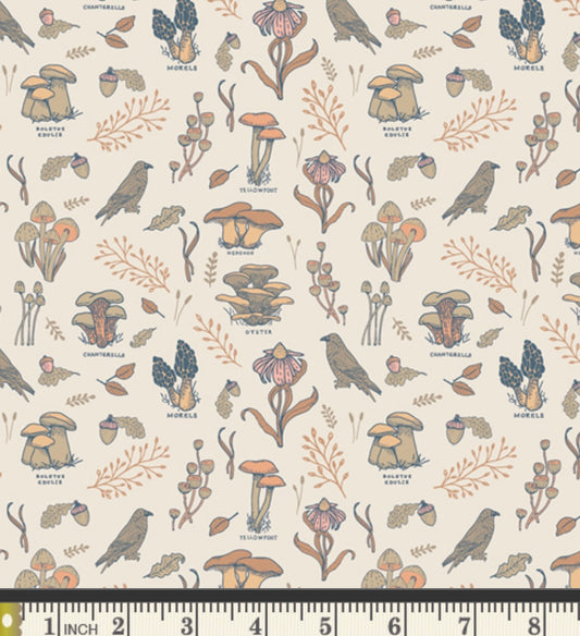 Mushroom Hunt Sand - Tomales Bay Collection by Katie O’Shea - TOB10905 - Art Gallery Fabrics