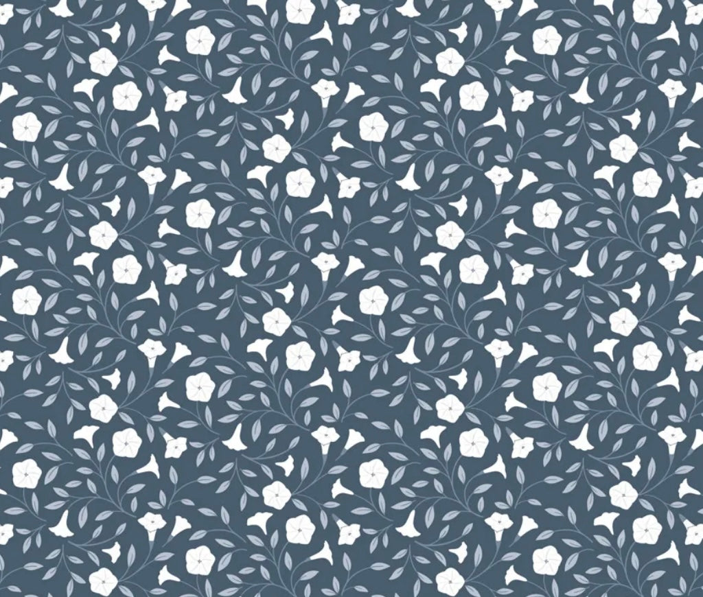 Moonflower - Midnight Blue - CC43.3 - Evenfall Collection by Cassandra Connolly - Lewis & Irene