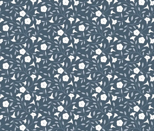 Moonflower - Midnight Blue - CC43.3 - Evenfall Collection by Cassandra Connolly - Lewis & Irene