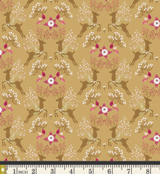 Fawns & Flowers (Metallic) - ADV25911 - Adventale Collection by Katarina Roccella - Art Gallery Fabrics