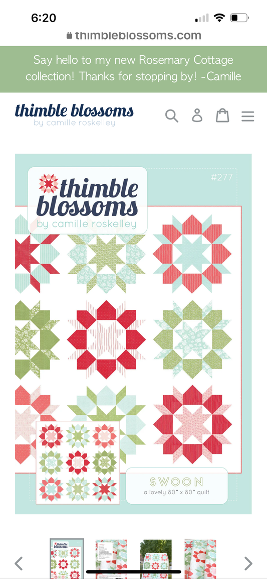 Swoon Quilt Pattern by Camille Roskelley of Thimble Blossoms