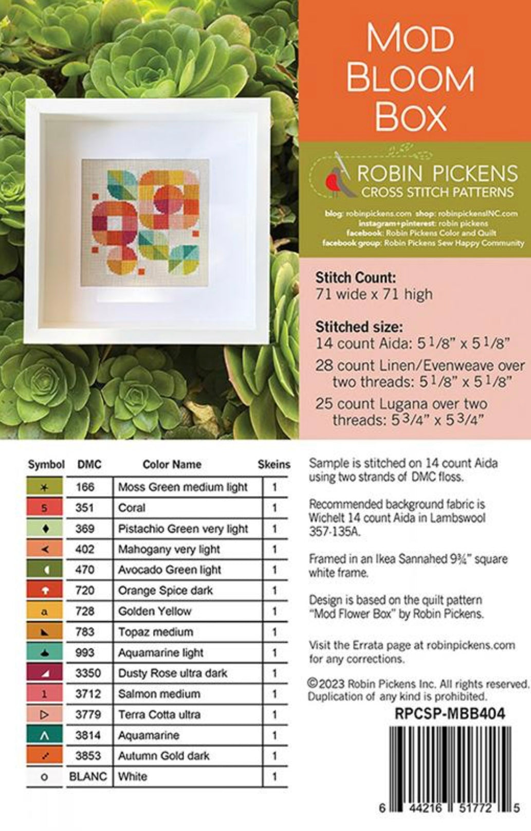 Mod Bloom Box - Cross Stitch pattern by Robin Pickins