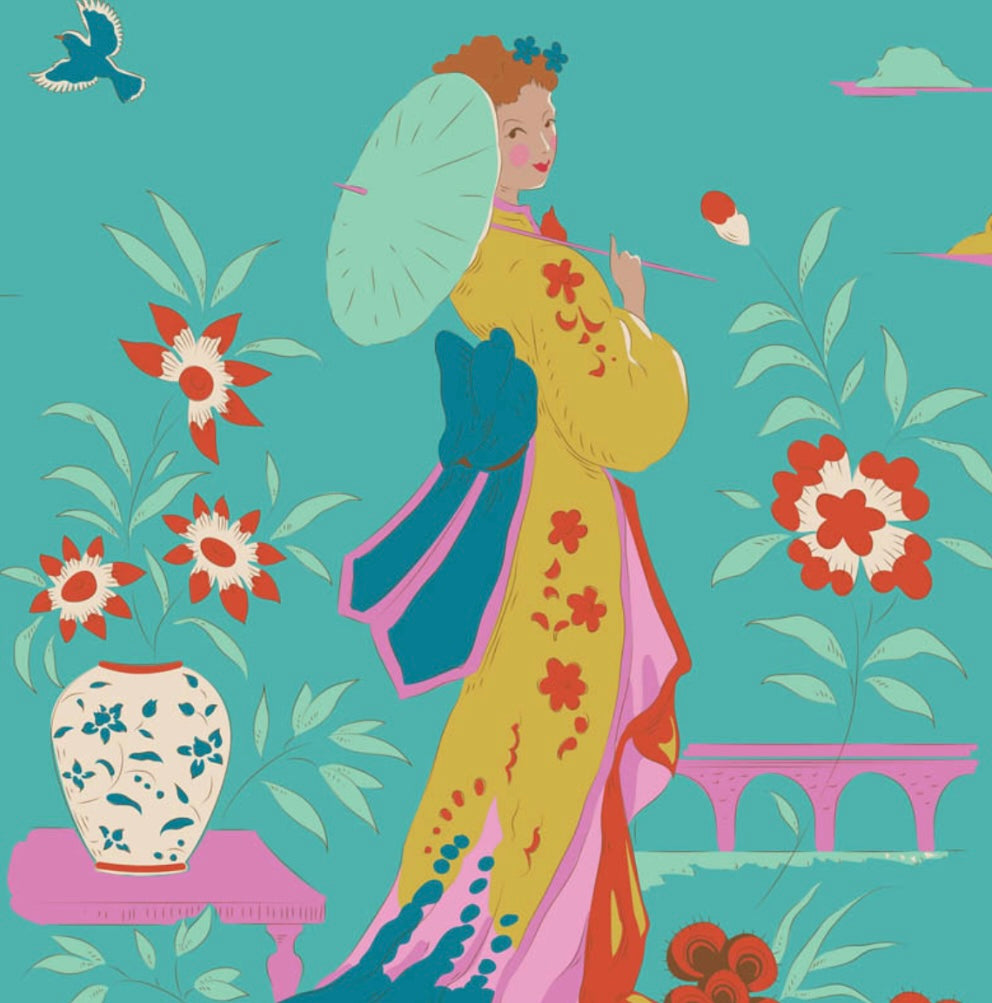 Garden-Vista - Turquoise - 100515 - Bloomsville Collection - Tilda Fabrics