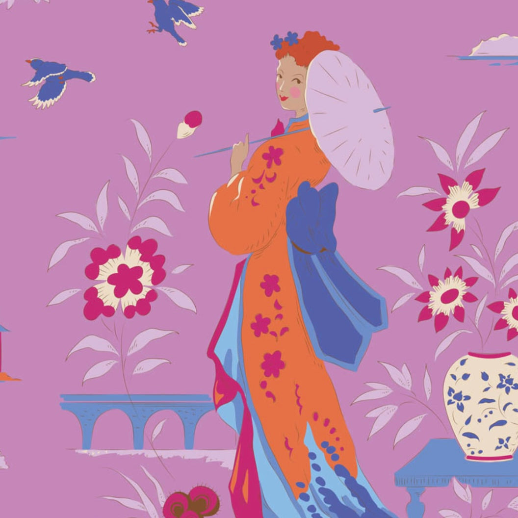Bloomsville Collection - Tomato and Plum - 5 Fabrics - Tilda Fabrics