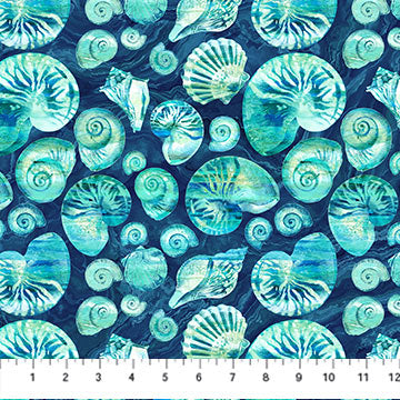 Shells - Indigo - DP25418-48 - Vitamin Sea Collection - Northcott Fabrics