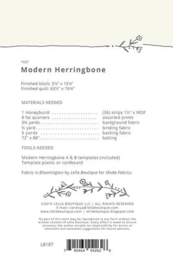 Modern Herringbone Quilt Pattern by Lella Boutique