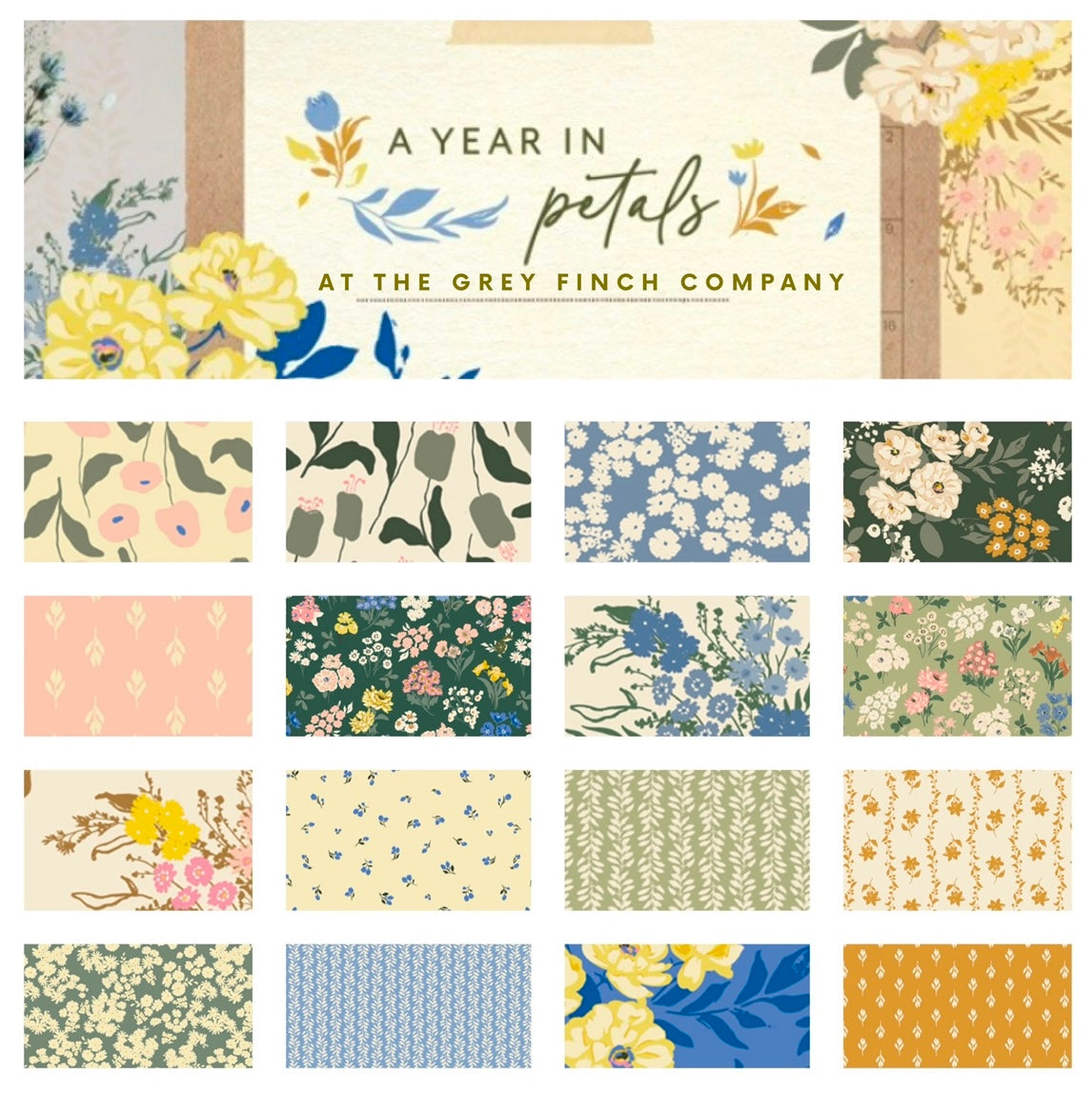 A Year In Petals Collection Bundle by Bonnie Christine - 17 fabrics - Art Gallery Fabrics