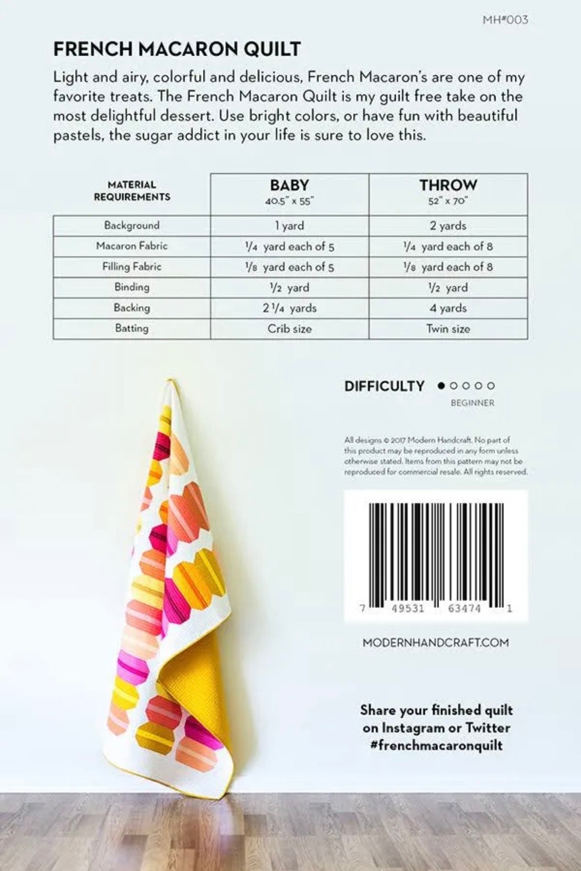 French Macaron Quilt Pattern by Modern Handcraft