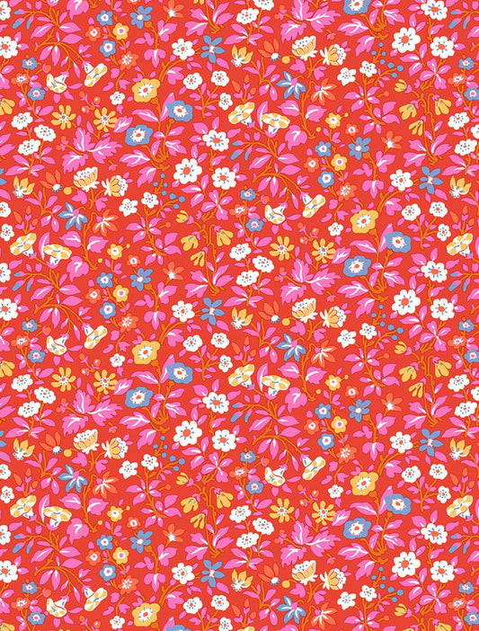 Antheia - Red - Picadilly Poplin Cotton - Liberty of London Fabrics