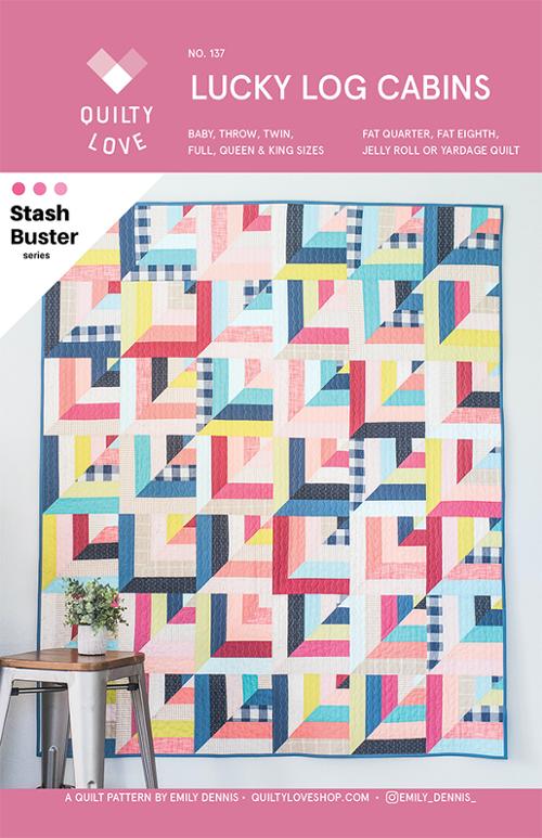 Lucky Log Cabins Quilt Pattern by Emily Dennis of Quilty Love