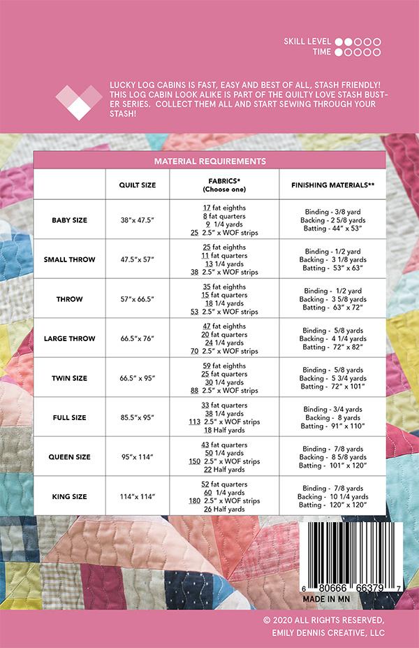 Lucky Log Cabins Quilt Pattern by Emily Dennis of Quilty Love