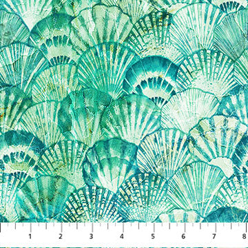 Shells - Aqua - DP25419-64 - Vitamin Sea Collection -Northcott Fabrics