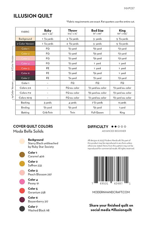 Illusion Quilt Pattern by Modern Handcraft (Paper Copy)