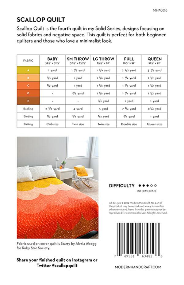 Scallop Quilt Pattern by Modern Handcraft (Paper Copy)