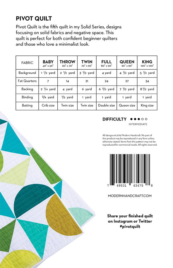Pivot Quilt Pattern by Modern Handcraft (Paper Copy)