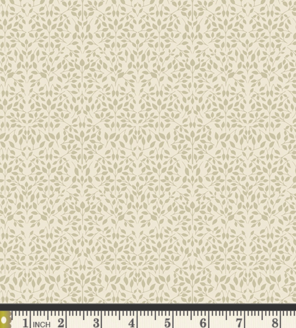 Ornate Foliage Snow - Spring Equinox Collection by Katie O’Shea - Art Gallery Fabrics