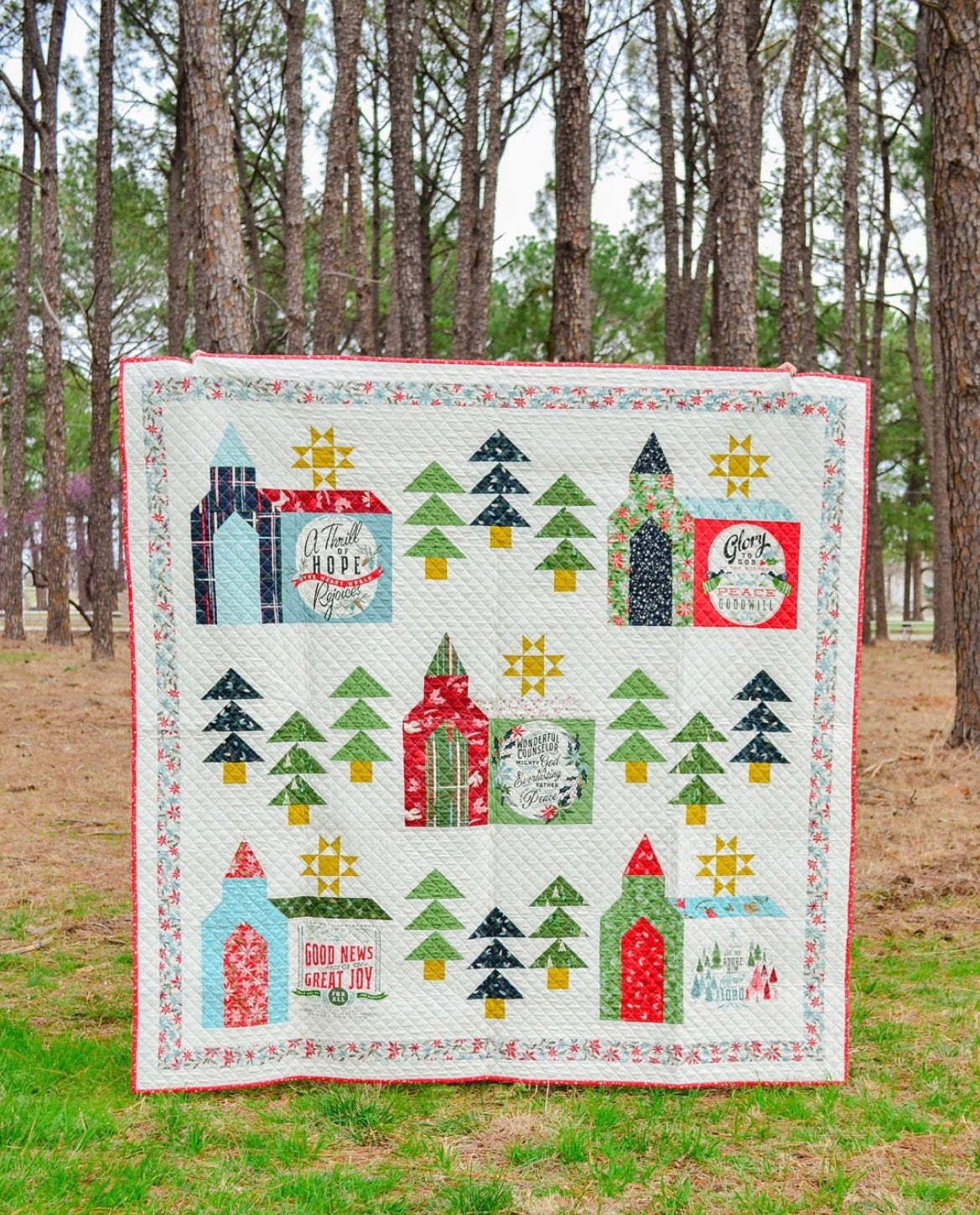 Christmas Chapel Quilt Kit - Pattern by Fancy That for Moda Fabrics