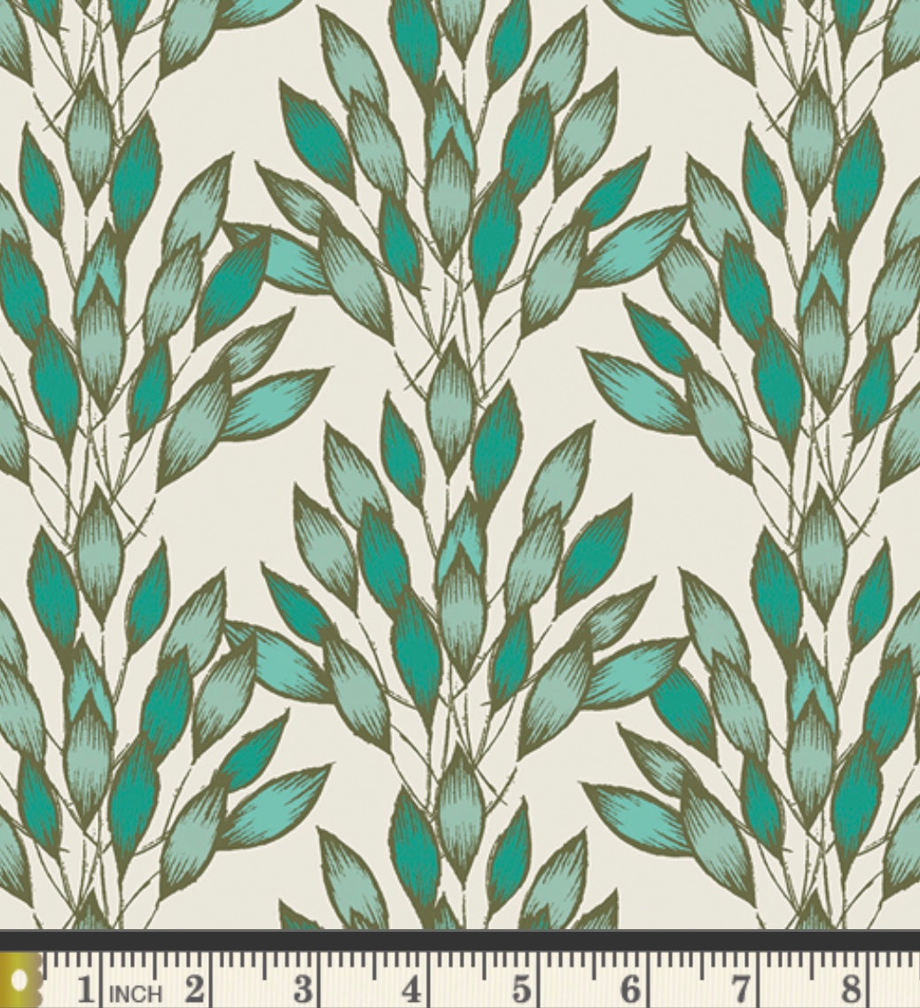 Brushed Leaves Jade - Haven Collection by Amy Sinibaldi - Art Gallery Fabrics