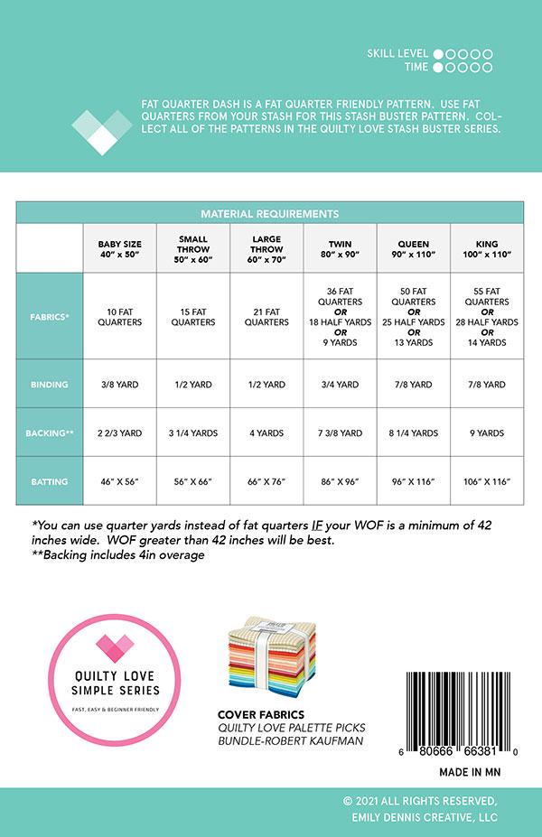 Fat Quarter Dash - Pattern by Emily Dennis of Quilty Love