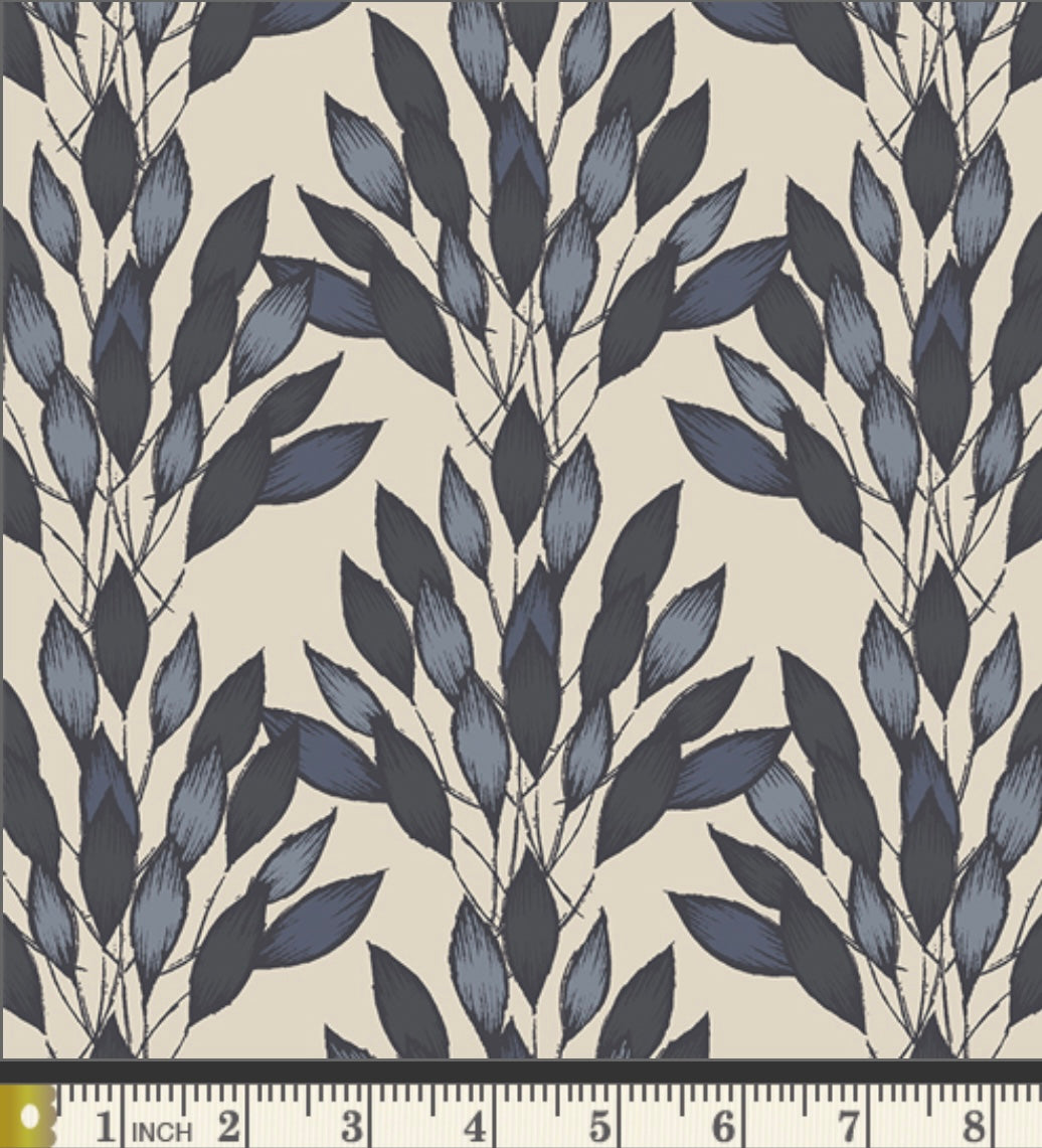 Brushed Leaves Gris - Haven Collection by Amy Sinibaldi - Art Gallery Fabrics