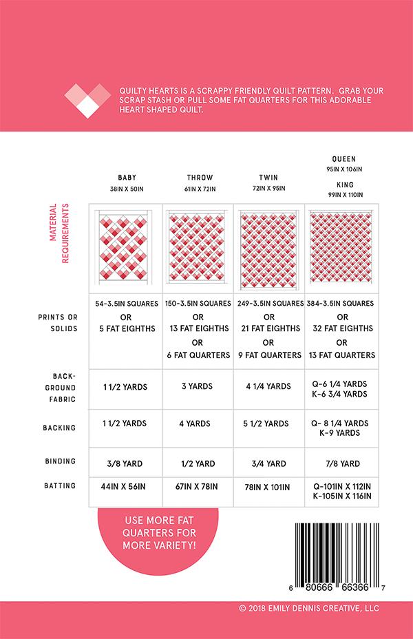 Quilty Hearts - Pattern by Emily Dennis of Quilty Love