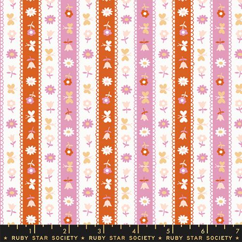 Ribbon Stripe Peony RS3056 13 - Lil Collection by Kimberly Kight - Ruby Star Society - Moda Fabrics