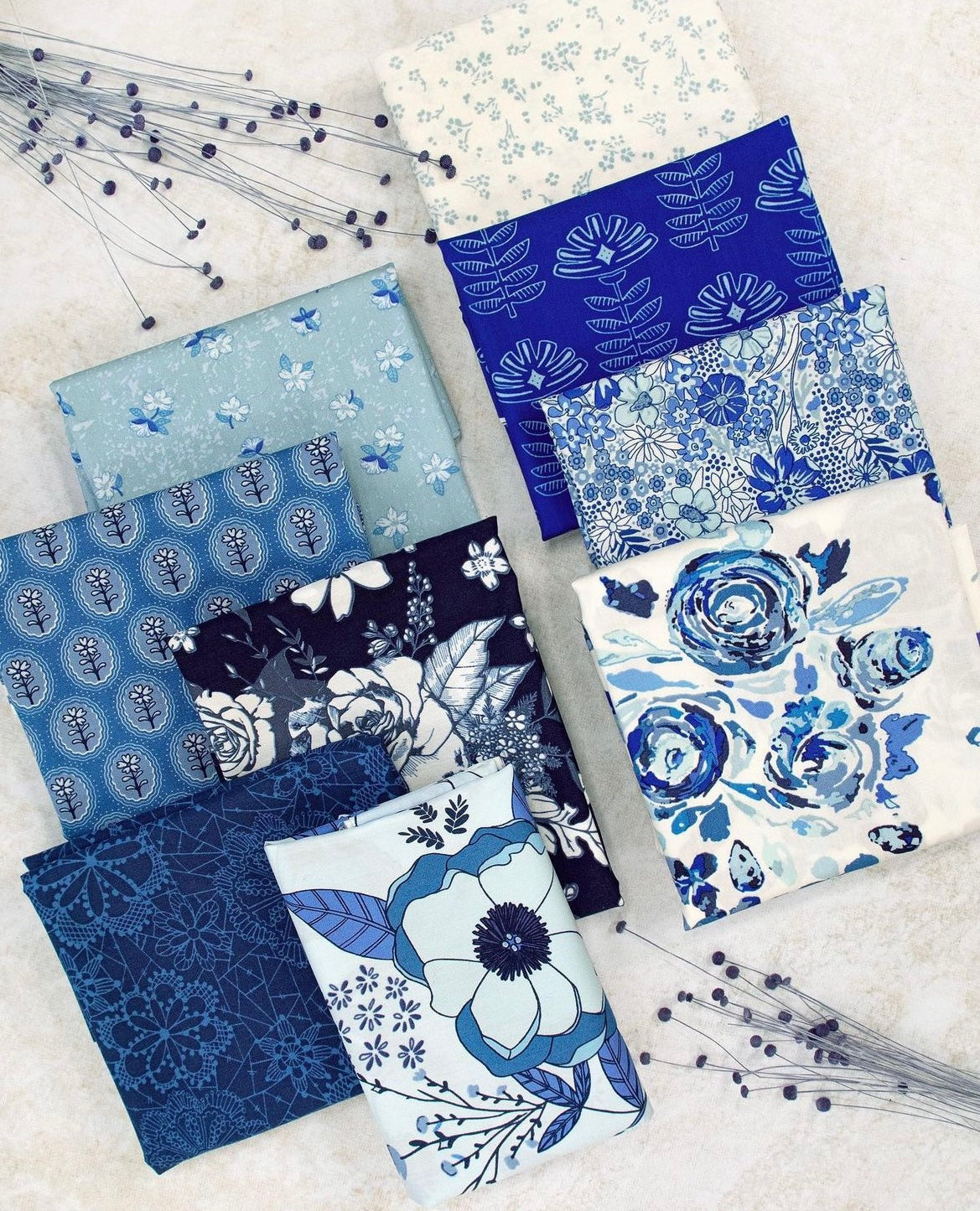 True Blue Collection Bundle - 16 fabrics by Maureen Cracknell - Art Gallery Fabrics