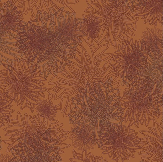 Russet Orange - Floral Elements by Gallery Fabrics - 100% Cotton