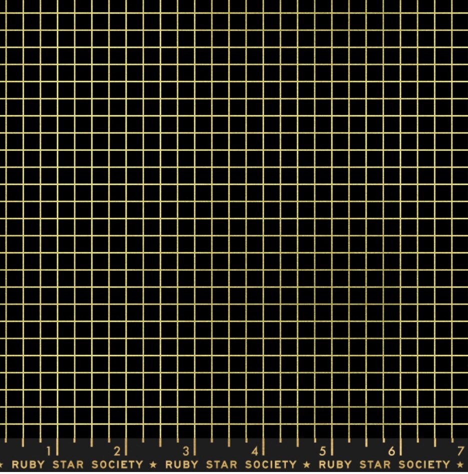 Grid - Metallic Black Gold - Ruby Star Society - Moda - 100% Cotton
