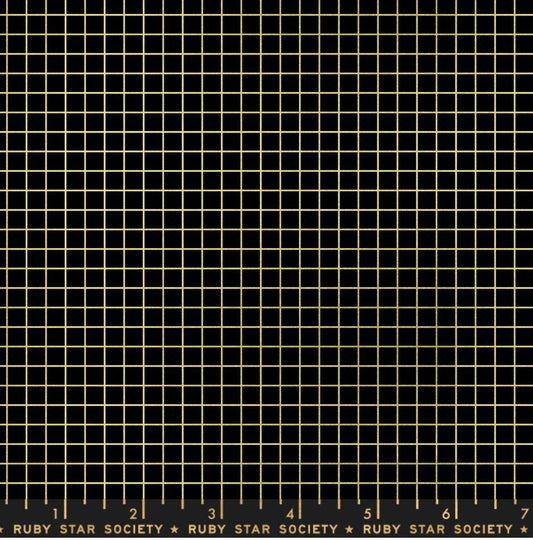 Grid - Metallic Black Gold - Ruby Star Society - Moda - 100% Cotton