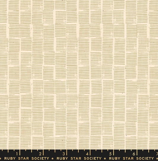 Heirloom Stripe Stamp Khaki - Heirloom Collection - Ruby Star Society - 100% Cotton