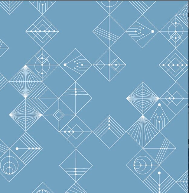 Chambray Blue - Tiles - Deco Collection - Andover - 100% Cotton