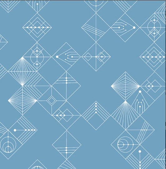 Chambray Blue - Tiles - Deco Collection - Andover - 100% Cotton