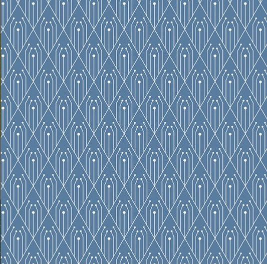 Denim - Diamonds - Deco Collection - Andover - 100% Cotton