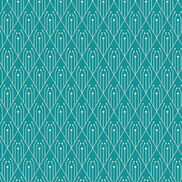 Teal - Diamonds - Deco Collection - Andover - 100% Cotton