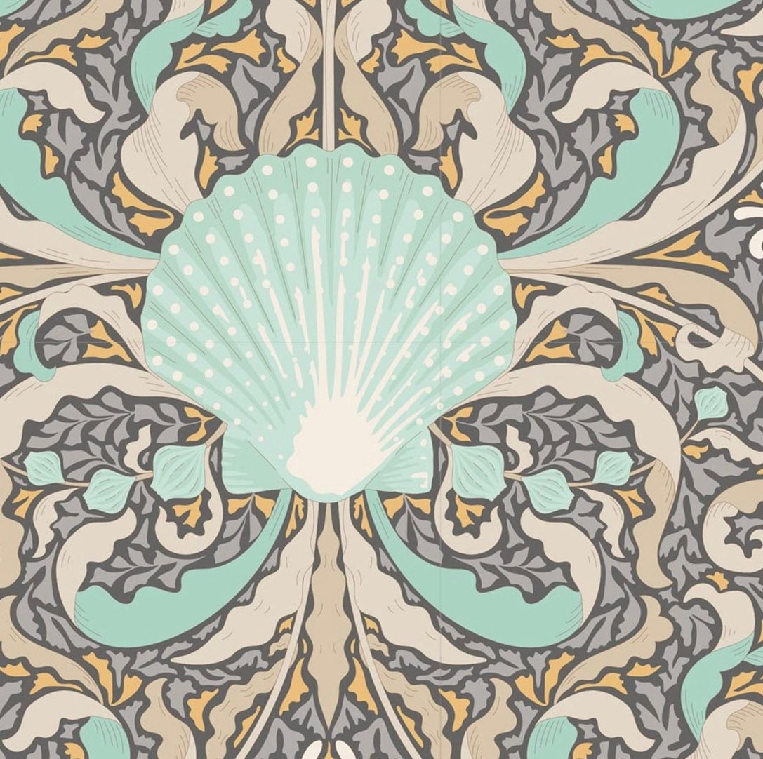 Scallop Shell in Grey - Cotton Beach Collection - Tilda Fabrics - 100% Cotton