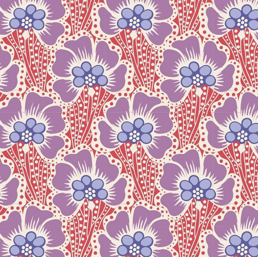 Ocean Flower in Coral - Cotton Beach Collection - Tilda Fabrics - 100% Cotton