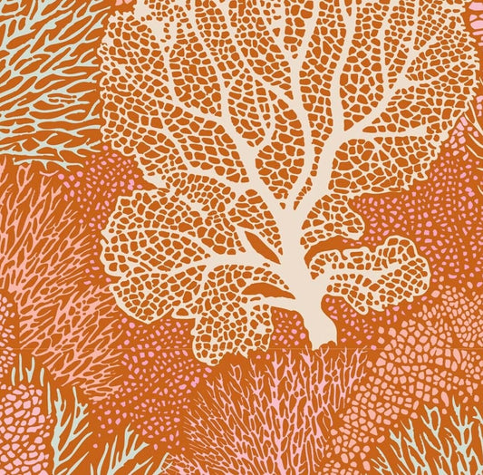 Coral Reef in Ginger - Cotton Beach Collection - Tilda Fabrics - 100% Cotton