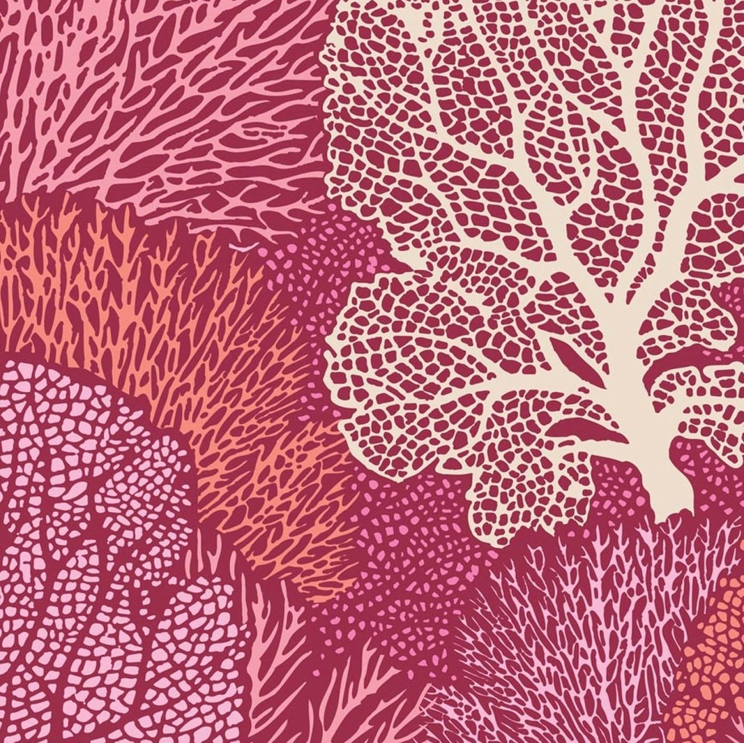 Coral Reef in Coral - Cotton Beach Collection - Tilda Fabrics - 100% Cotton