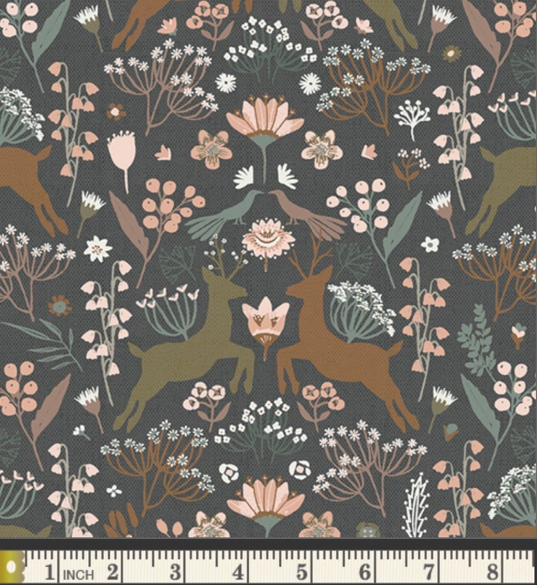 Woodlandia Charcoal - Botanist Collection by Katarina Roccella - Art Gallery Fabrics - 100% Cotton